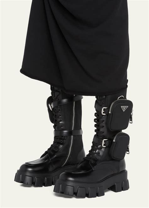 prada boots chunky sole|prada ankle pouch combat boots.